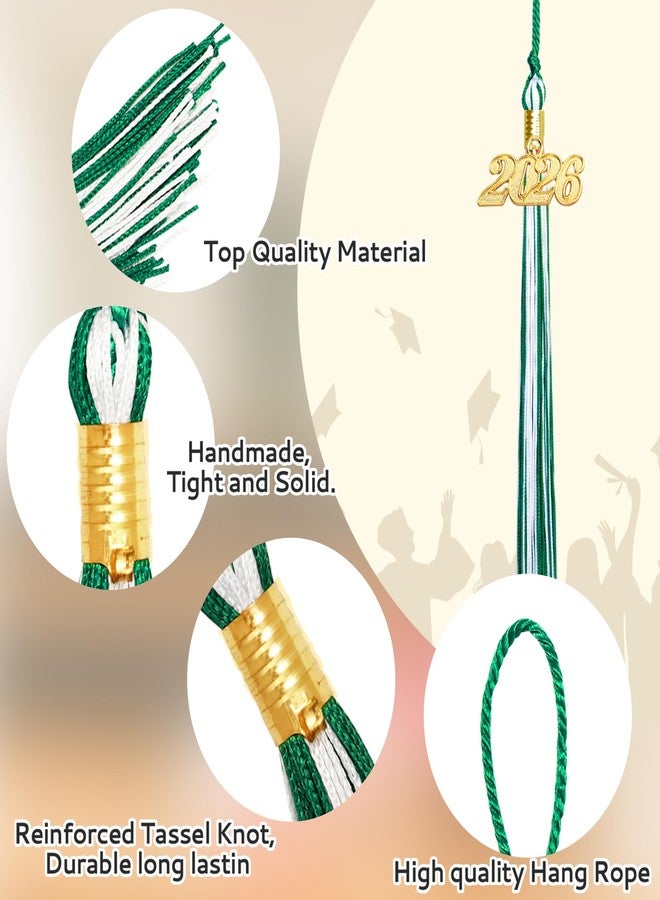 Nelisylux 2026 Tassel Graduation, Green and White Graduation Tassel, 2026 Tassel Charms for Graduations Cap Decorations, Tassels Memorial Grad Cords for College High School Graduate Hat Ceremonies Accessories - Image 5